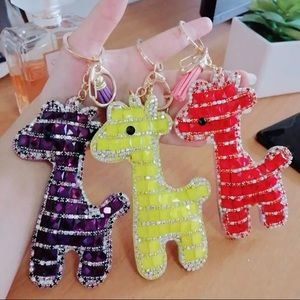 Giraffe Crystal Bling Keychains